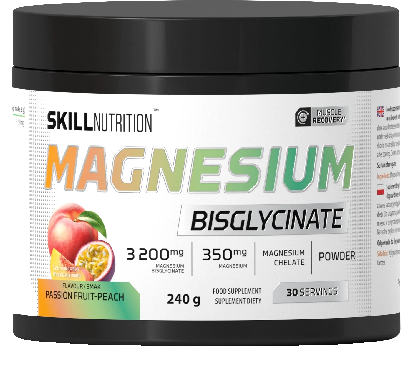 Magnesium Bisglycinate Powder, Passion Fruit-Peach - 240 grams