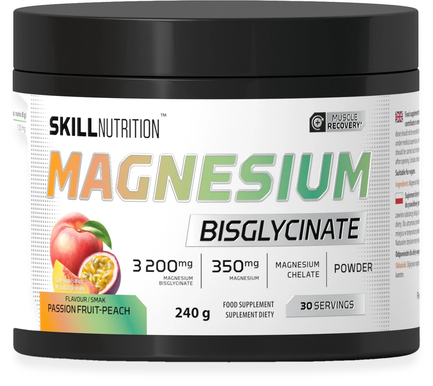 Magnesium Bisglycinate Powder, Passion Fruit-Peach - 240 grams