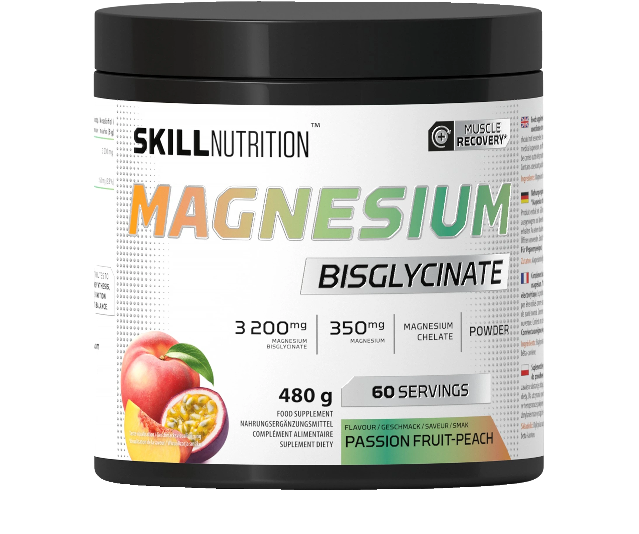 Magnesium Bisglycinate Powder, Passion Fruit-Peach - 480 grams
