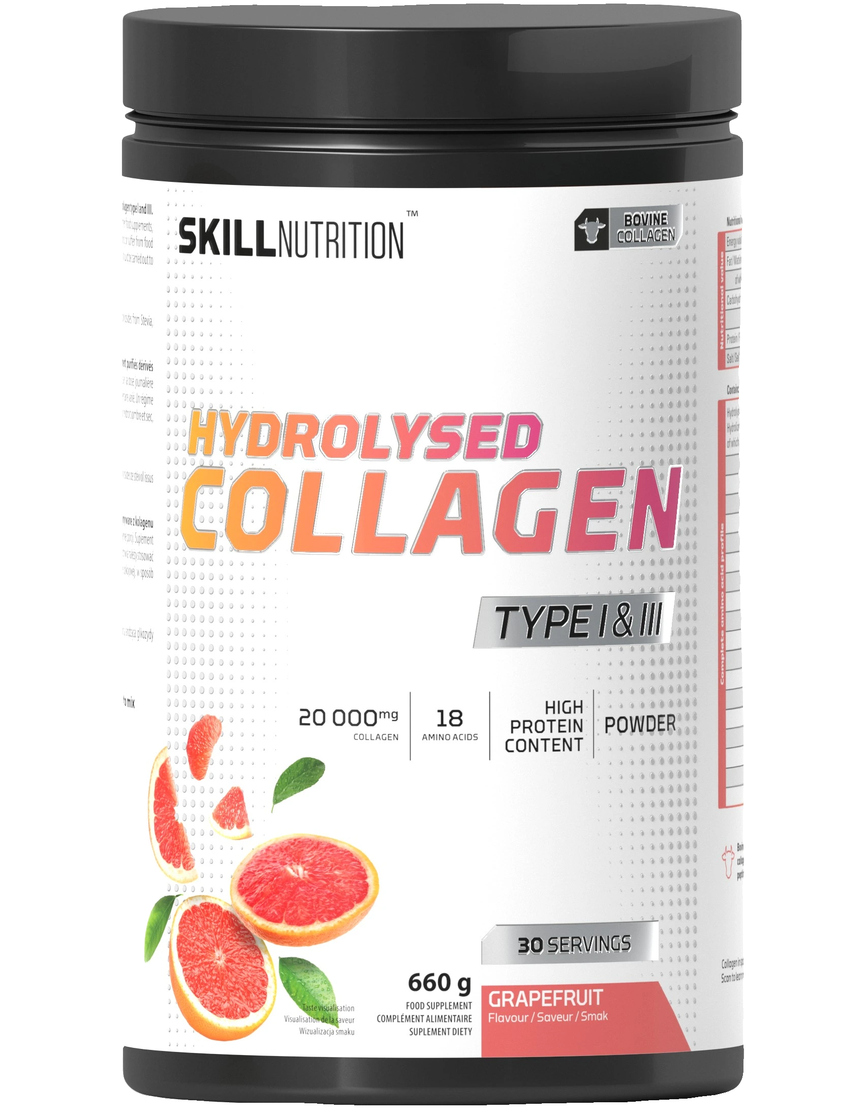 Hydrolysed Collagen Type I & III, Grapefruit - 660 grams