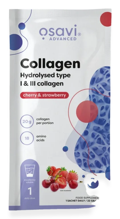 Collagen Hydrolysed Type I & III, Cherry & Strawberry - 22 grams (1 serving)