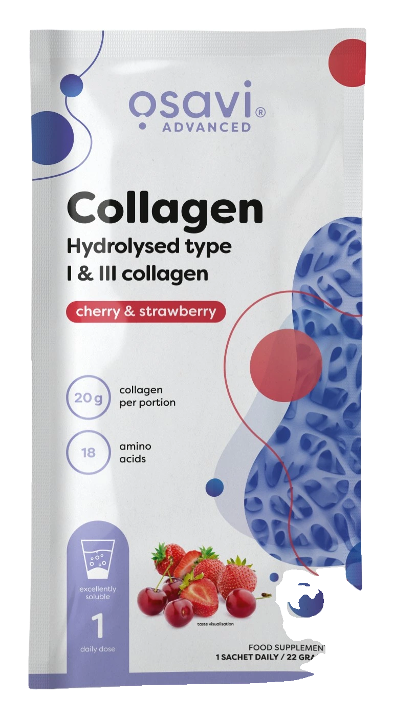 Collagen Hydrolysed Type I & III, Cherry & Strawberry - 22 grams (1 serving)