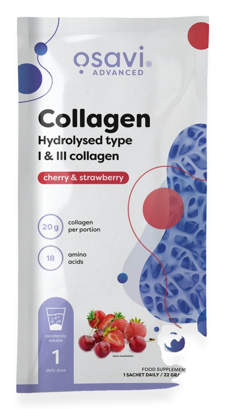 Collagen Hydrolysed Type I & III, Cherry & Strawberry - 22 grams (1 serving)