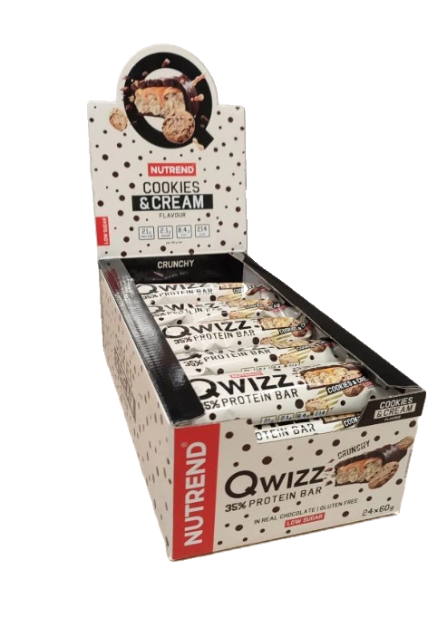 Qwizz 35% Protein Bar, Cookies & Cream - 24 x 60g