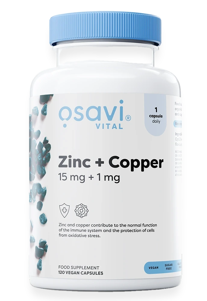 Zinc + Copper, 15mg + 1mg - 120 vegan caps