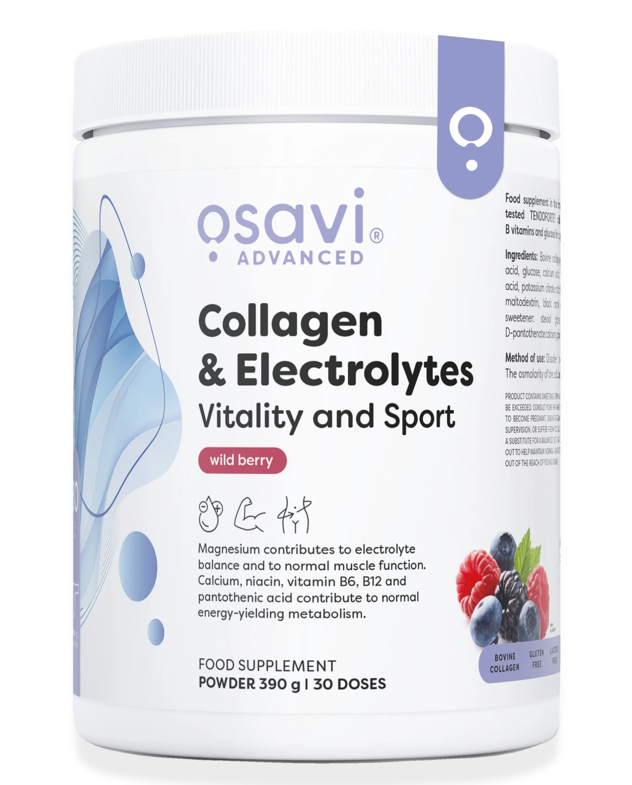 Collagen Electrolytes Vitality and Sport, Wild Berry - 390 grams